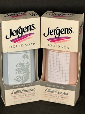NOS 1990s Jergens Liquid Soap Dispenser; Silhouette Series; Pink and Blue; PROP